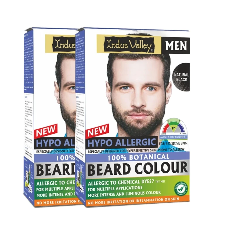 Set vopsea pentru barba, hipoalergenica, fara ppd, indus valley, beard colour x2 10 Set vopsea de barba bead colour, brunet, indus black, indus valley